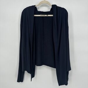 Athleta Sz M Navy Hooded Open Front Cardigan Stretch Lightweight Cozy Athleisure